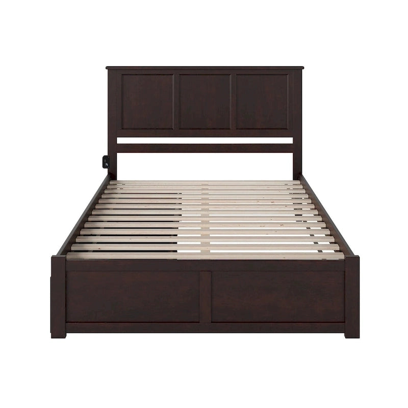 Letto matrimoniale Madison con pediera e 2 cassetti, color espresso