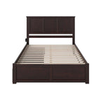 Letto matrimoniale Madison con pediera e 2 cassetti, color espresso