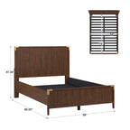Letto a piattaforma a profilo basso con staffe ad accento oro in stile Campaign