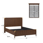 Letto a piattaforma a profilo basso con staffe ad accento oro in stile Campaign