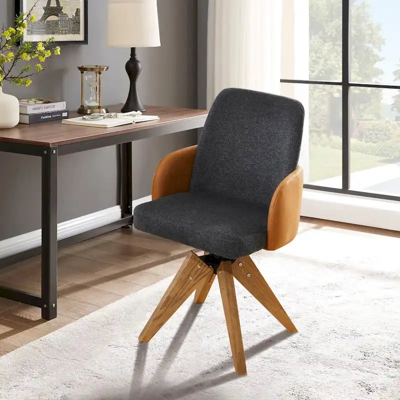 Sedia da Scrivania per Ufficio Girevole Rivestita Mid-Century Modern