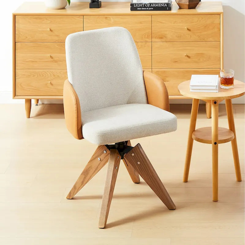 Sedia da Scrivania per Ufficio Girevole Rivestita Mid-Century Modern