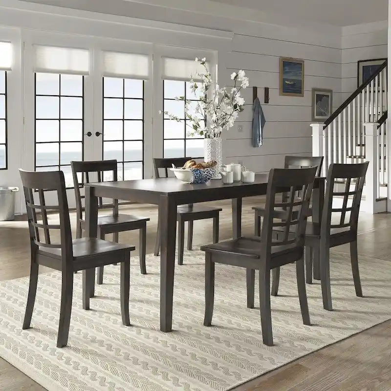 Set da pranzo rettangolare nero antico da 60 pollici