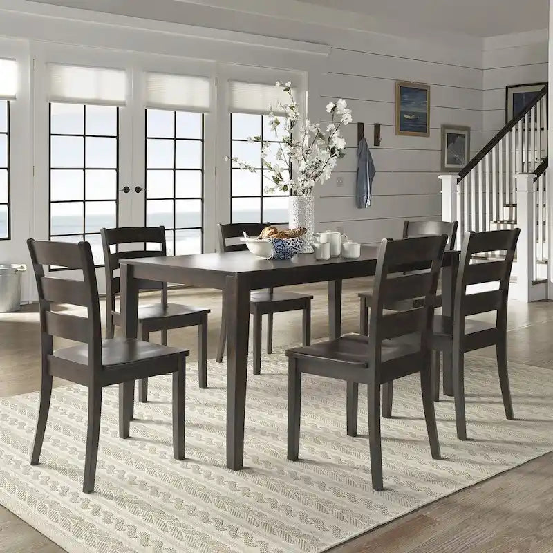 Set da pranzo rettangolare nero antico da 60 pollici