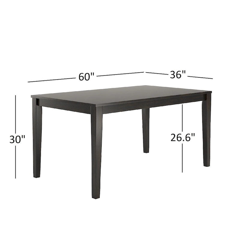 Set da pranzo rettangolare nero antico da 60 pollici