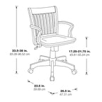 Sedia da banchiere vintage imbottita in legno con regolazione pneumatica dell'altezza