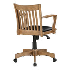 Sedia da banchiere vintage imbottita in legno con regolazione pneumatica dell'altezza