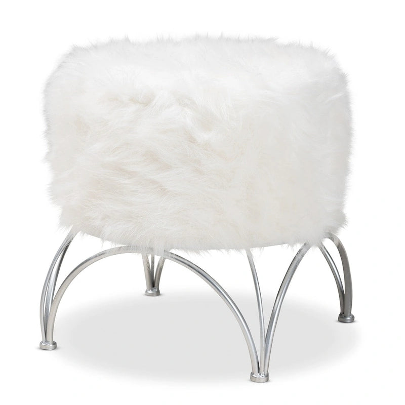 Pouf imbottito moderno e contemporaneo Coburn di Silver Orchid