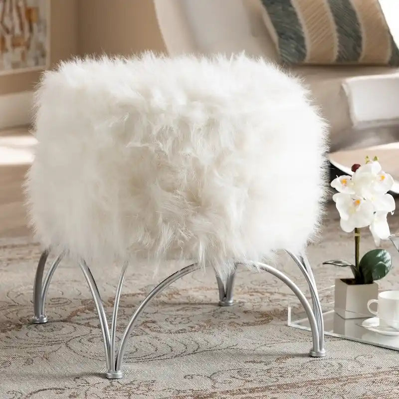 Pouf imbottito moderno e contemporaneo Coburn di Silver Orchid