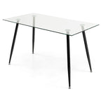 Gymax Modern Glass Dining Table Rectangular Dining Room Table W/Metal