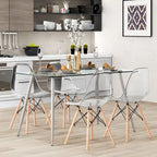 Tavolo da pranzo moderno in vetro, rettangolare, con gambe in metallo