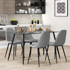 Tavolo da pranzo moderno in vetro, rettangolare, con gambe in metallo
