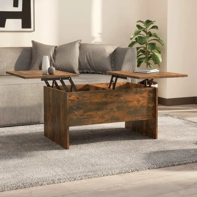 Tavolino da Caffè Sollevabile con Contenitore Nascosto in Legno Ingegnerizzato 80x50x42.5 cm