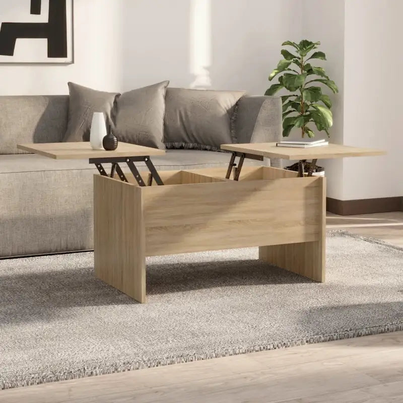 Tavolino da Caffè Sollevabile con Contenitore Nascosto in Legno Ingegnerizzato 80x50x42.5 cm