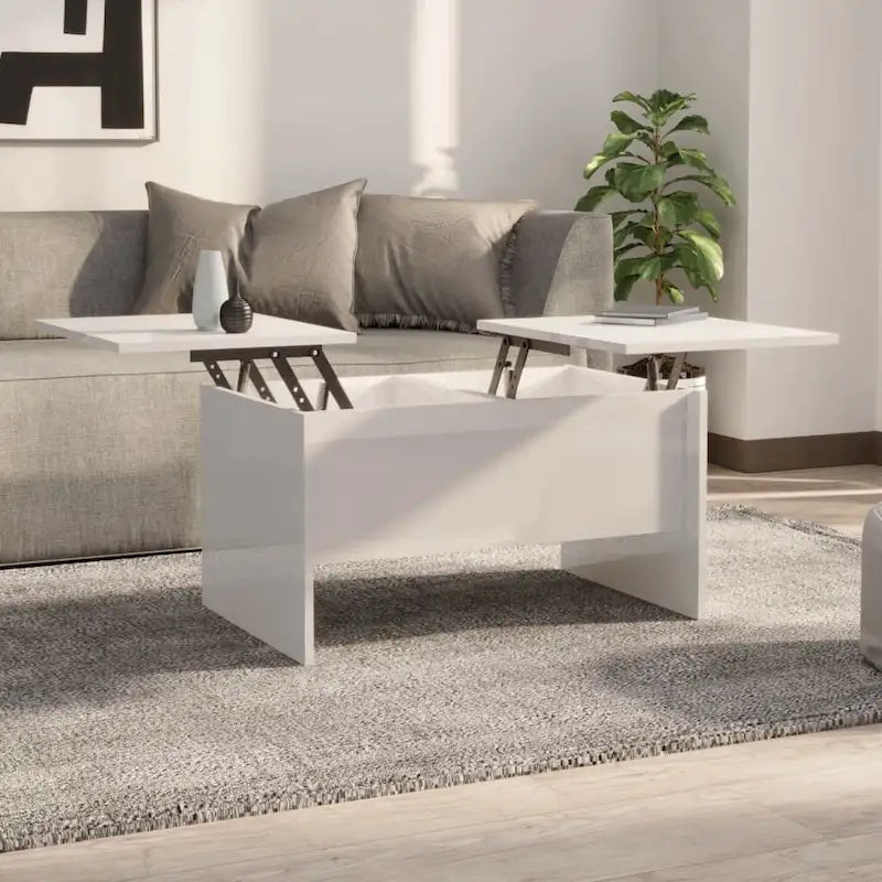 Tavolino da Caffè Sollevabile con Contenitore Nascosto in Legno Ingegnerizzato 80x50x42.5 cm