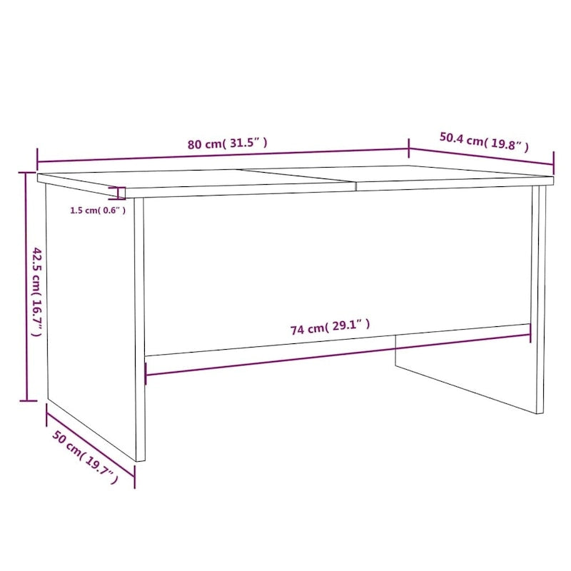 Tavolino da Caffè Sollevabile con Contenitore Nascosto in Legno Ingegnerizzato 80x50x42.5 cm