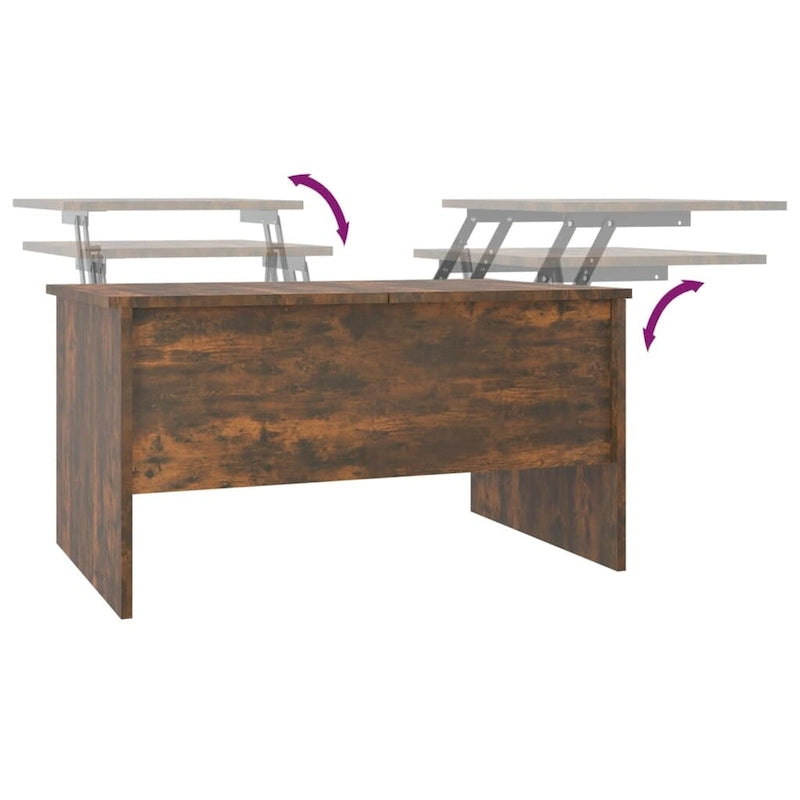 Tavolino da Caffè Sollevabile con Contenitore Nascosto in Legno Ingegnerizzato 80x50x42.5 cm