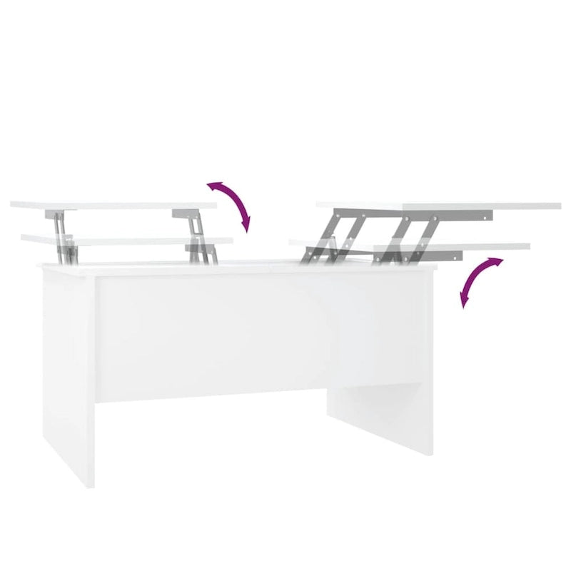 Tavolino da Caffè Sollevabile con Contenitore Nascosto in Legno Ingegnerizzato 80x50x42.5 cm