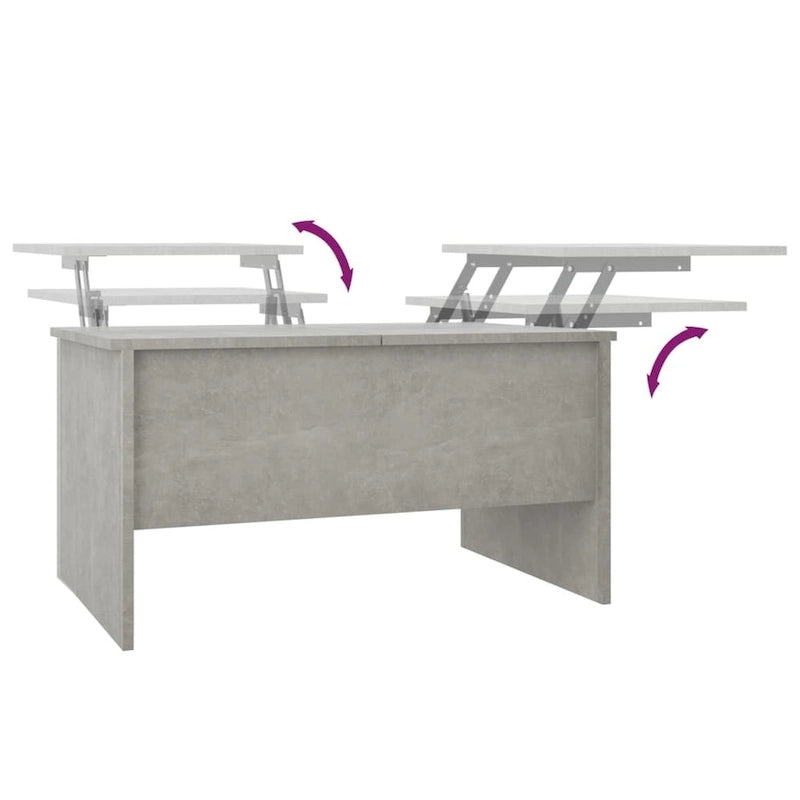 Tavolino da Caffè Sollevabile con Contenitore Nascosto in Legno Ingegnerizzato 80x50x42.5 cm