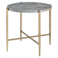 Tavolino con Piano Ovale in Marmo e Supporto a X - Grigio e Oro - 66 L x 66 P x 60 H cm