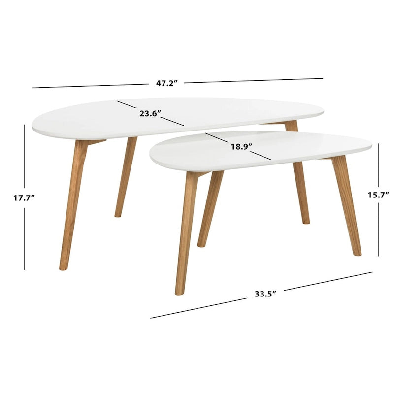 Tavolino da caffè doppio bianco - 47L x 24P x 18A