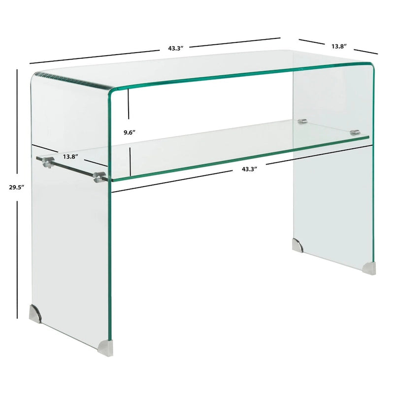 Consolle in vetro temperato trasparente 110x35x75 cm
