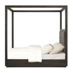 Letto a baldacchino king-size con testiera imbottita grigio anticato