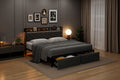 Bed Frame with RGB LED Lights Headboard & 2 Storage Drawers