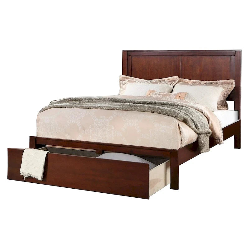 Letto a piattaforma California King con pannello e cassetti contenitore Marrone ciliegia