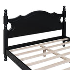 Struttura Letto a Piattaforma in Legno Retrò con Supporto a Doghe in Legno