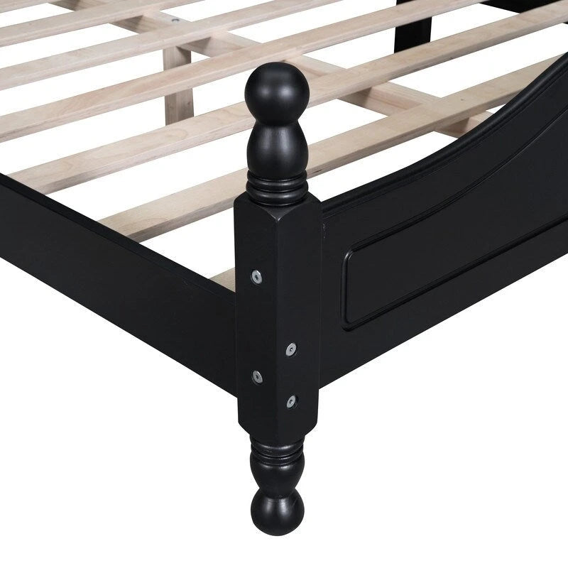 Struttura Letto a Piattaforma in Legno Retrò con Supporto a Doghe in Legno