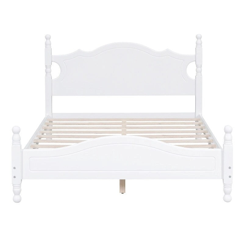 Struttura Letto a Piattaforma in Legno Retrò con Supporto a Doghe in Legno
