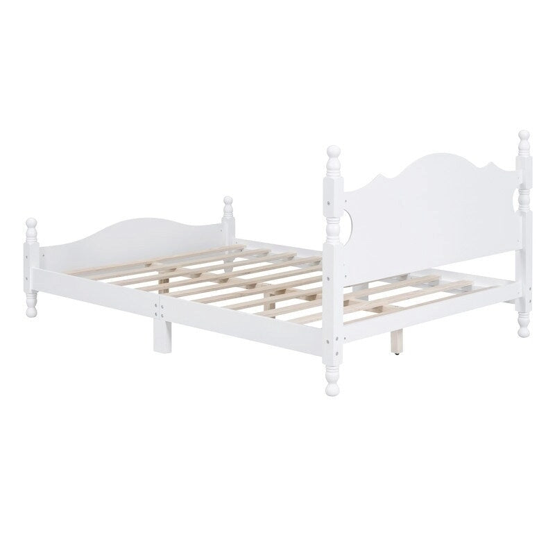 Struttura Letto a Piattaforma in Legno Retrò con Supporto a Doghe in Legno