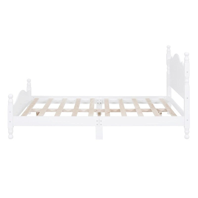 Struttura Letto a Piattaforma in Legno Retrò con Supporto a Doghe in Legno