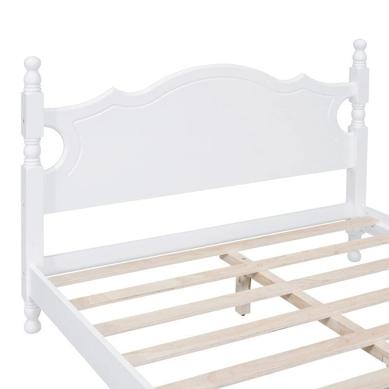 Struttura Letto a Piattaforma in Legno Retrò con Supporto a Doghe in Legno