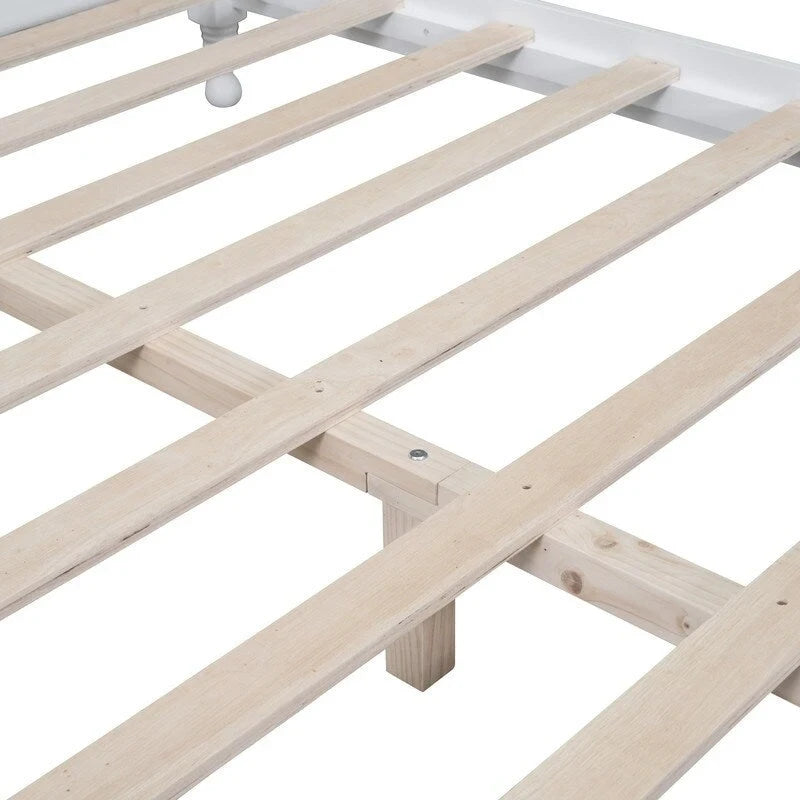 Struttura Letto a Piattaforma in Legno Retrò con Supporto a Doghe in Legno