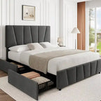 Struttura letto imbottita con testiera e 4 cassetti contenitore