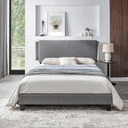Struttura letto imbottita con piattaforma Queen Size, supporto a doghe in legno