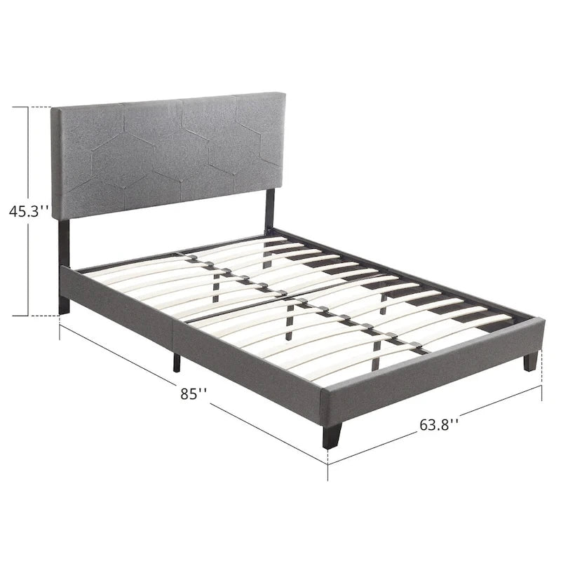 Struttura letto imbottita con piattaforma Queen Size, supporto a doghe in legno