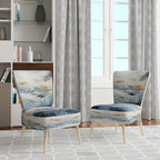 Poltrona imbottita di design costiero teal - senza braccioli o con braccioli