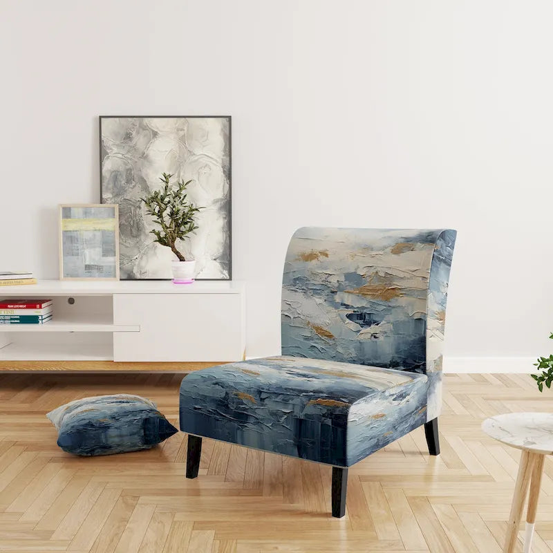 Poltrona imbottita di design costiero teal - senza braccioli o con braccioli