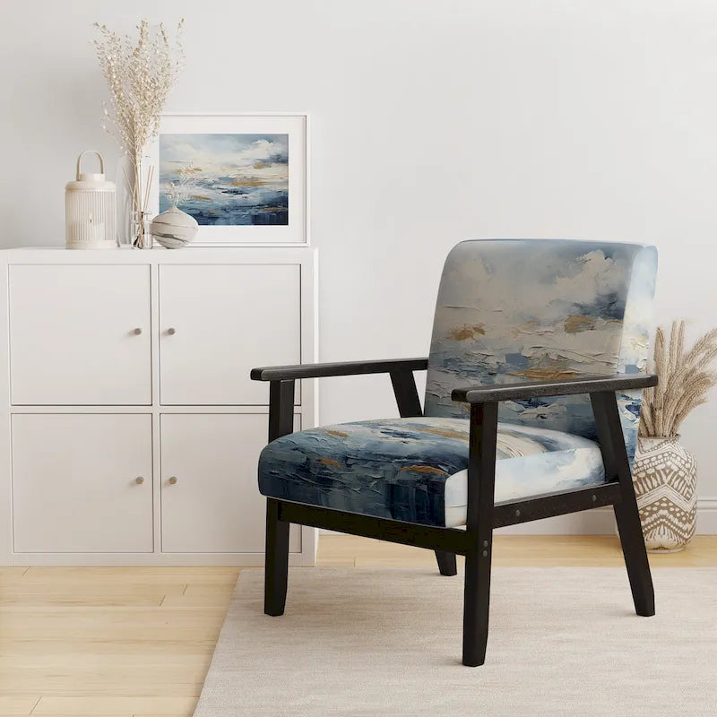 Poltrona imbottita di design costiero teal - senza braccioli o con braccioli