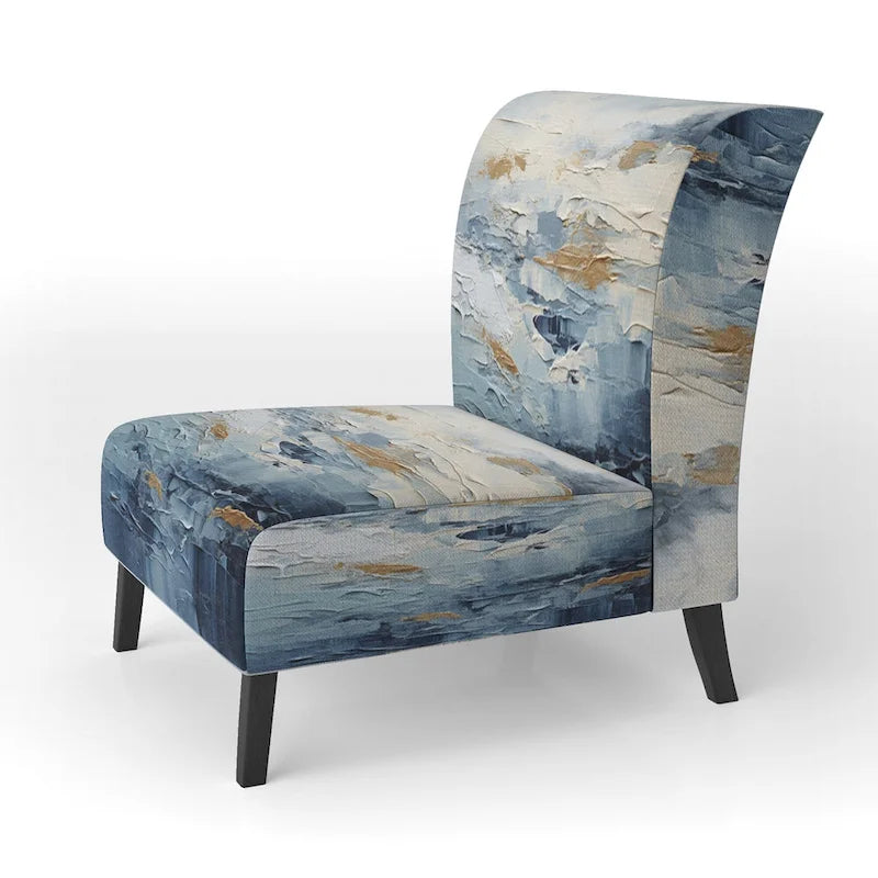 Poltrona imbottita di design costiero teal - senza braccioli o con braccioli