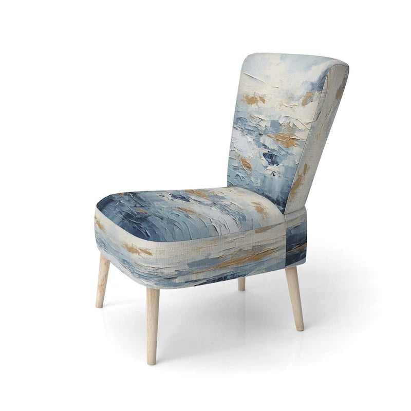 Poltrona imbottita di design costiero teal - senza braccioli o con braccioli