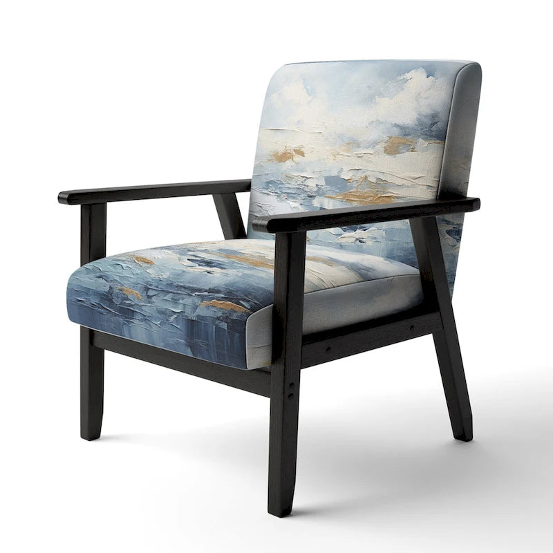 Poltrona imbottita di design costiero teal - senza braccioli o con braccioli