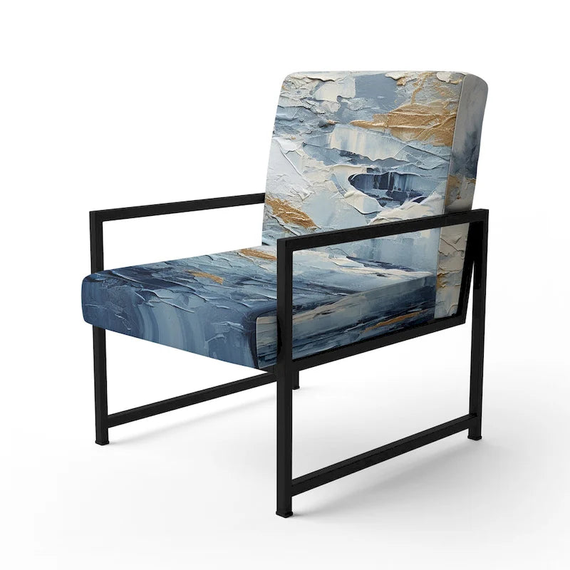 Poltrona imbottita di design costiero teal - senza braccioli o con braccioli