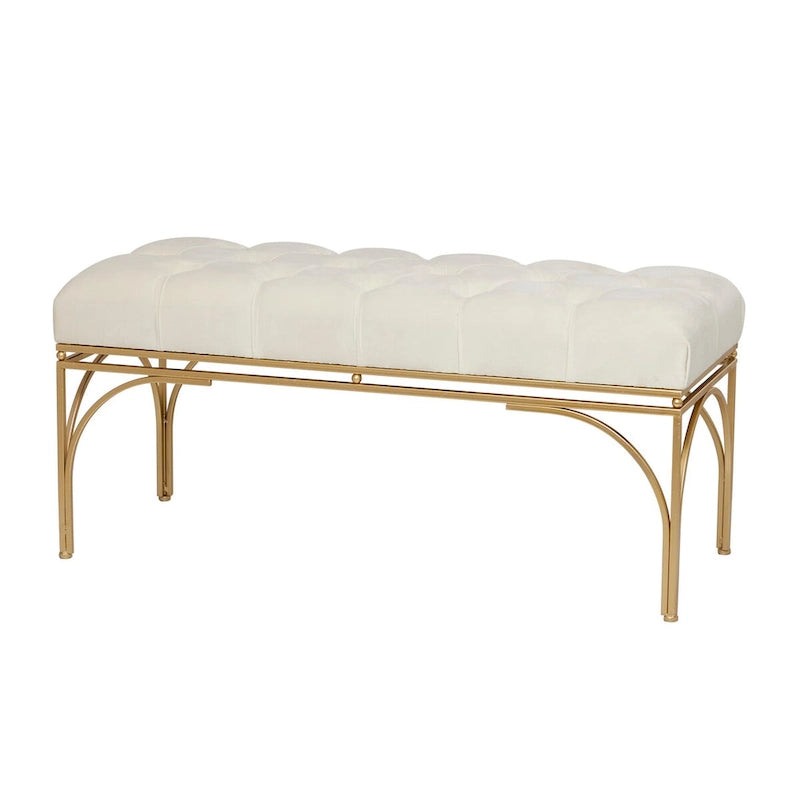 Panca in metallo rivestita in velluto con gambe dorate 99 cm