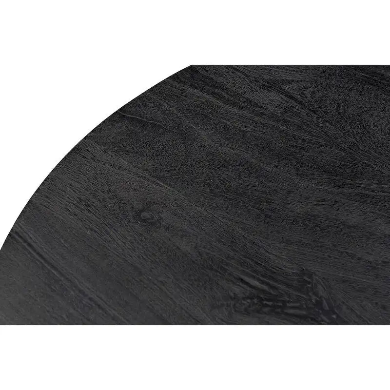 Tavolino da caffè in legno di mango nero con base a tamburo dorata da 81 cm