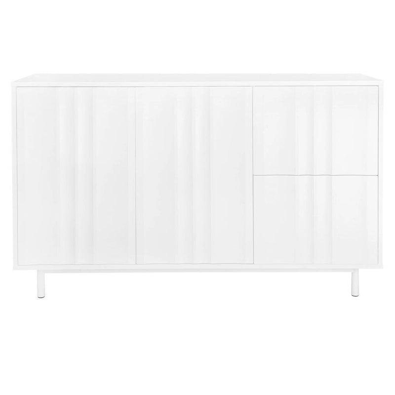 Credenza con motivo a onde, 2 ante e 2 cassetti, regolabile, adatta per studio, ingresso e soggiorno