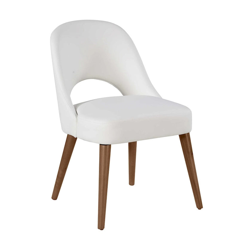 Set da pranzo moderno con piano in pietra sinterizzata effetto marmo e base in noce